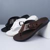 Men Black Slippers Simple Flats Flip Flops Summer Brown White Open Toe Sandals Outdoor Beach Shoes Plus Size 46 47 48