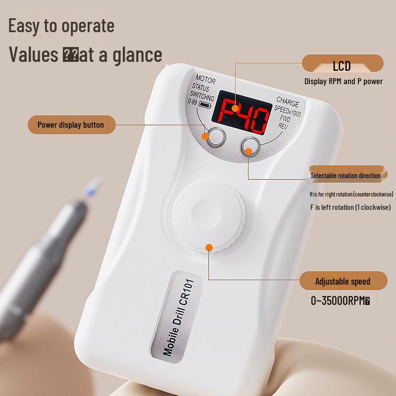 Portable Rechargeable Automatic Polisher & Grinder for Salons - Nail Removal, Finger & Cuticle Care Tool