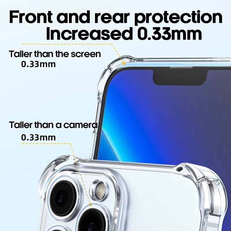 Shockproof Clear Phone Case For iPhone17 16 15 14 13 12 11 Pro Max 16 Plus 13 Mini X XR XS Max 6 6s 7 8 Plus SE Airbag Transparent Soft TPU Cover