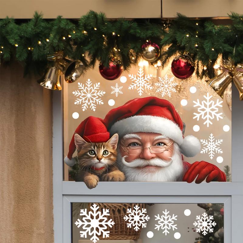 Duplicate Santa Claus Two-Faced Window Adhesive for Christmas Gathering Decorations