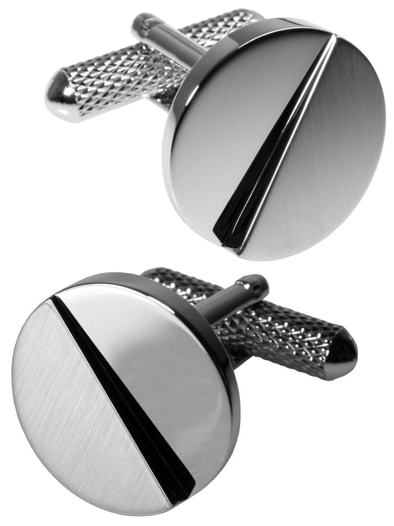 Tabarat Brass Geometric Made in Japan Men's Cufflinks, (Silver)