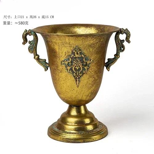 Household Classic Stemware Flower Ware Classic Vintage Vase Huaweng Flower Pot Iron Flower Arrangement Ware Photo Display