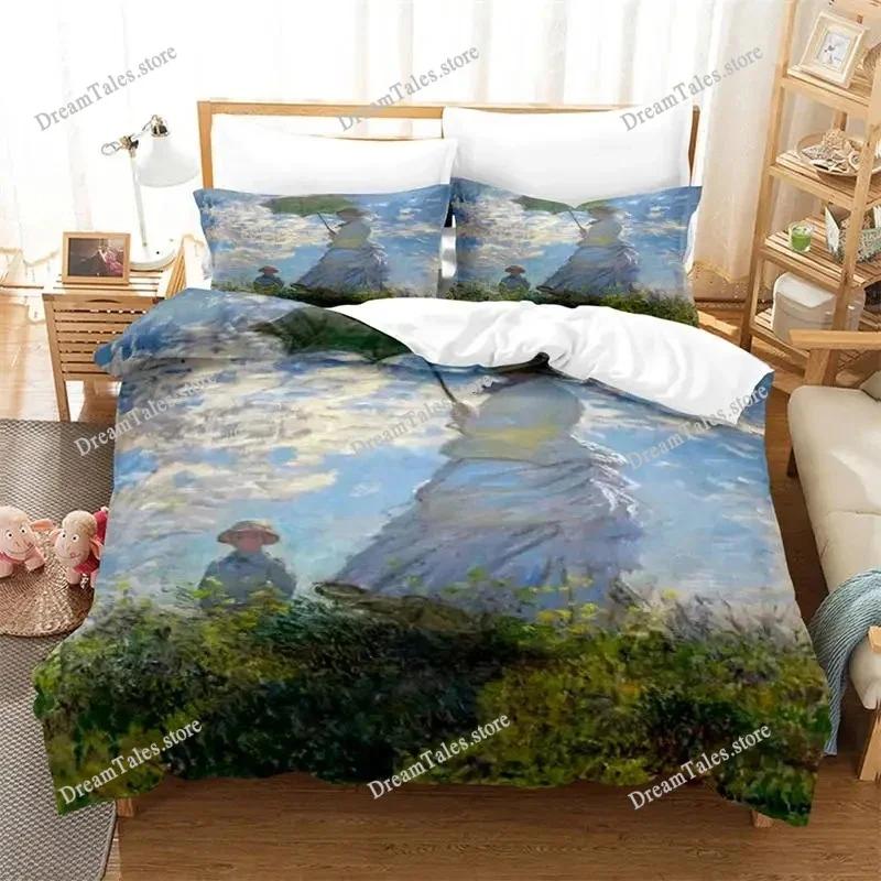 Monet Van Gogh Style Sky Oil Painting Bedding Set Duvet Cover 3d Bedding Fashion Design Decoration King Duvet Cover Set