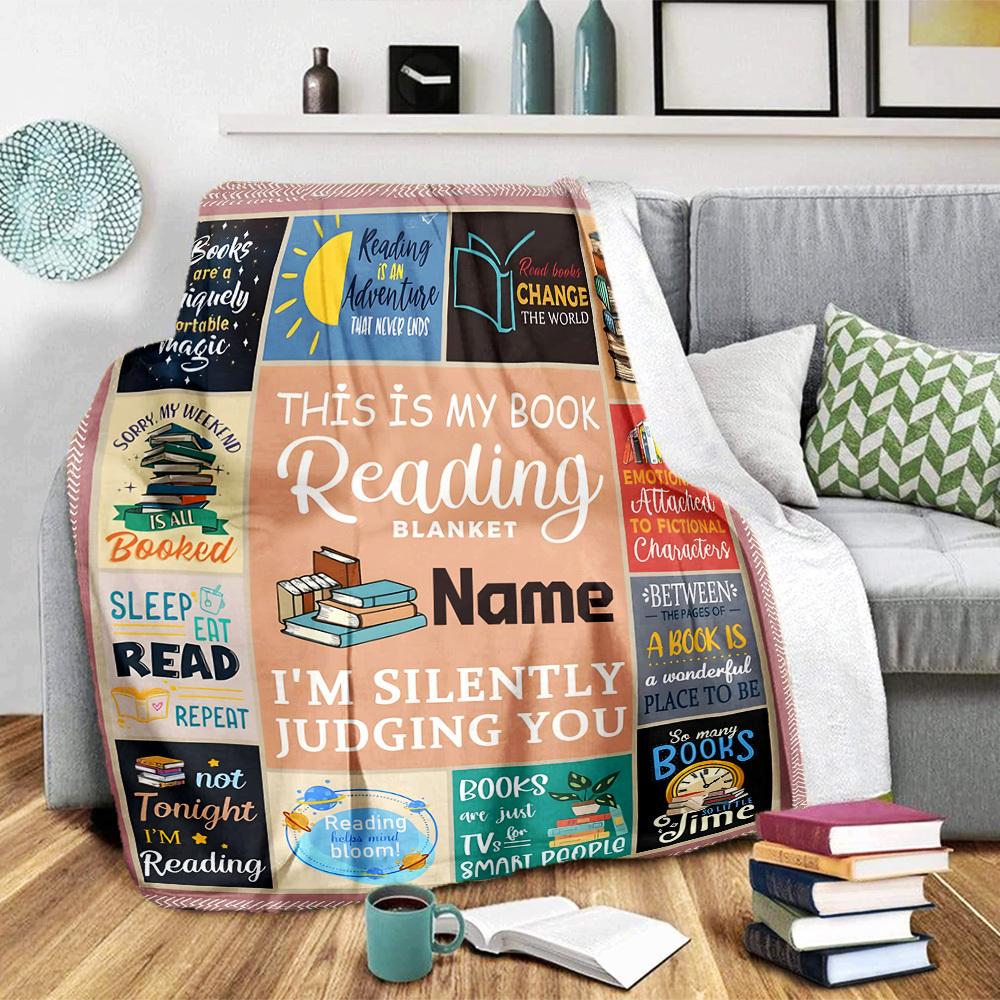 Book Reading Home Customize Your Name Blankets Comfortable Soft Lightweight Allseason Multipurpose Blanket For Picnics Sofas Offices Beds Living Rooms