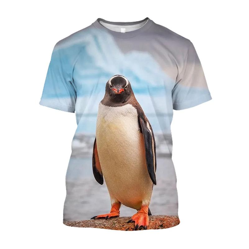 Cute Penguin 3d Print Animal T Shirt For Men Fashion Casual Oversized T-shirt Summer Round Neck Short Sleeve Children Tees