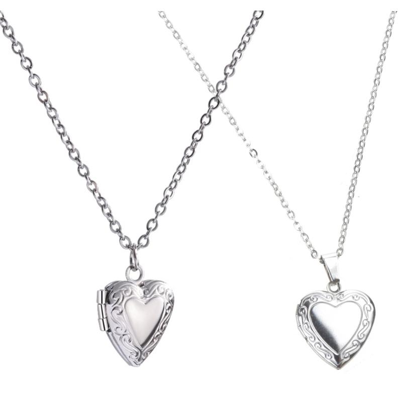 Silver Colors Necklace Single-layer Heart Openable Necklace for Women and Girls Fashion Choker Birthday Presents
