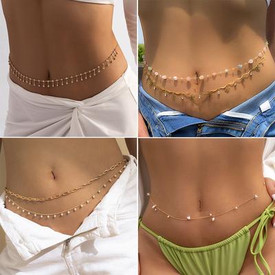 Sexy Fashion Pearl Star Charm Tassell Belly Belt Waist Chain Women Bohomia Summer Beach Bikinis Accessories Body Chain Jewelry