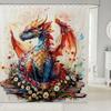 Elegant Oriental Dragon & Floral Bath Curtain - High-Quality Waterproof, Mildew-Proof Bathroom Decor, Traditional Artistry Touch