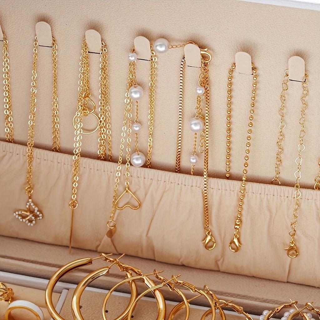 86Pcs Chic Jewelry Set Collection Gold Jewelry Sets for Women with Necklaces Earrings Rings Stylish Accessories Fashion Jewelry Gift for Women- No Box
