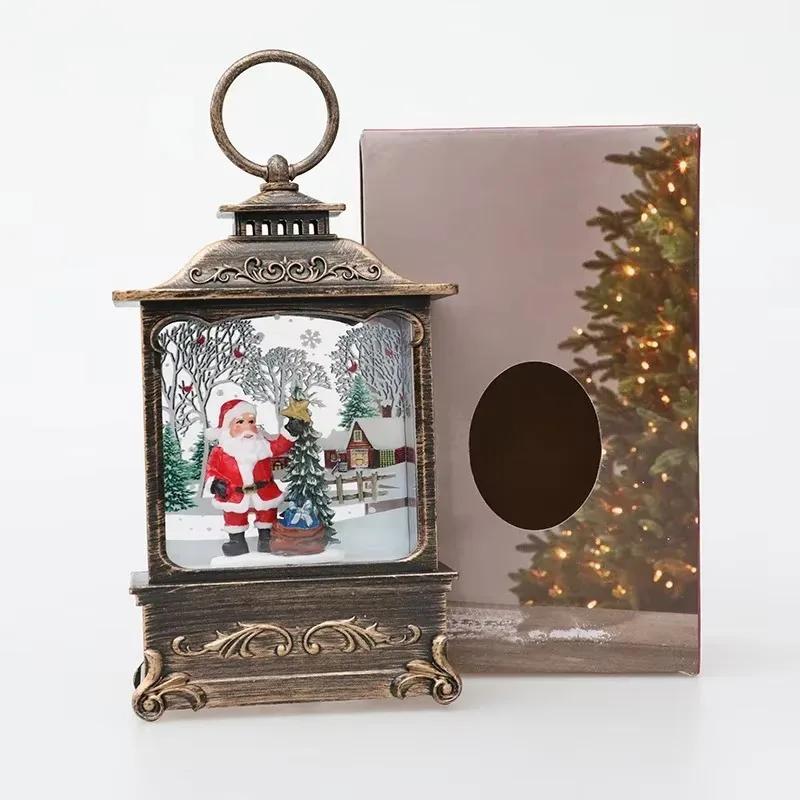 2024 Lighted Christmas Snow Globe Lantern Battery Operated LED Night Light with Hook Christmas Tree Ornaments Gift Ideas 1pc