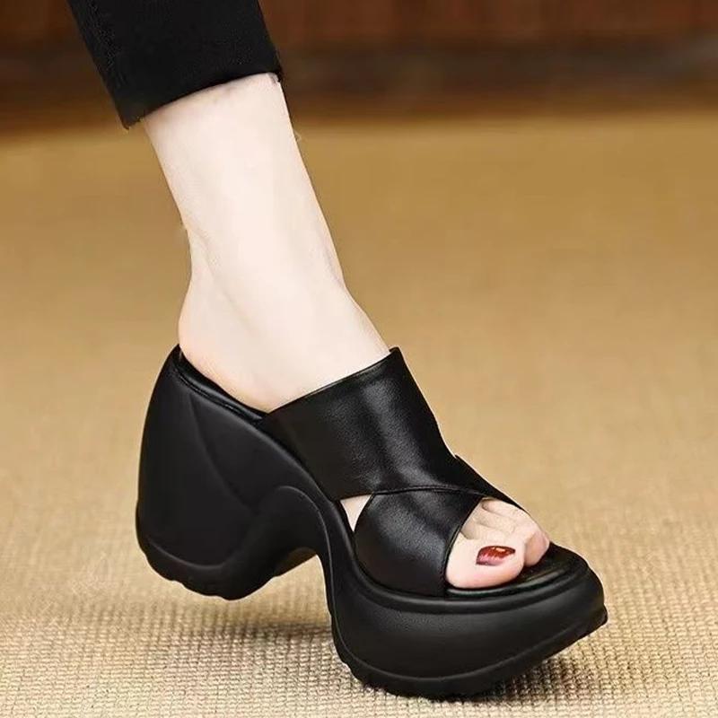 Fashion Women Wedges Platform Slippers Fashion Shoes Summer Heeled Sandals 2025 New High Heels Flip Flops Woman Slides Sandalias Mujer