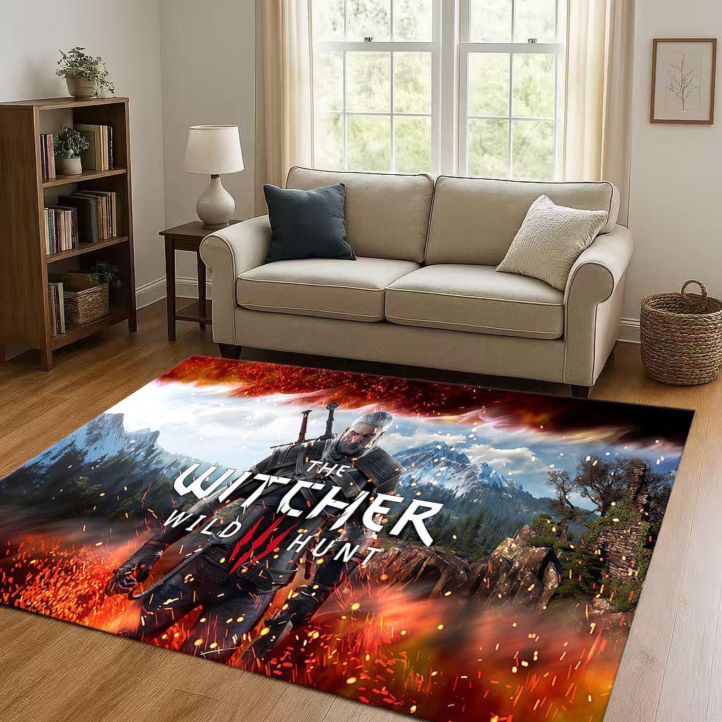 3D The W-Witcher Game Geralt Gamer Cartoon Living Room Non-Slip Area Rug Carpet for Bedroom Playroom Sofa,Home Doormat Kid Gift