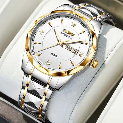 Neue TOP Marke Luxus herren Uhr Mit Box Mode Wasserdichte Doppel Kalender männer Quarz Uhren