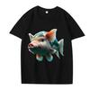 Funny Piggy Fishing Classic T Shirt Men Women 's Oversized 100% Cotton Streetwear Short Sleeve Summer Graphics Print Unisex Tops