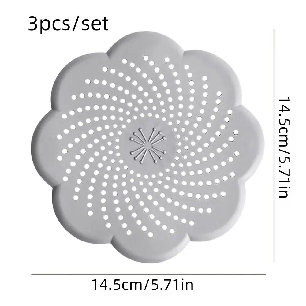 3pcs/set Flower Shape Mesh Sink Strainer Anti-blocking Hair Clean Up Waste Catcher Floor Drain Cover Kitchen Bathroom Accessory