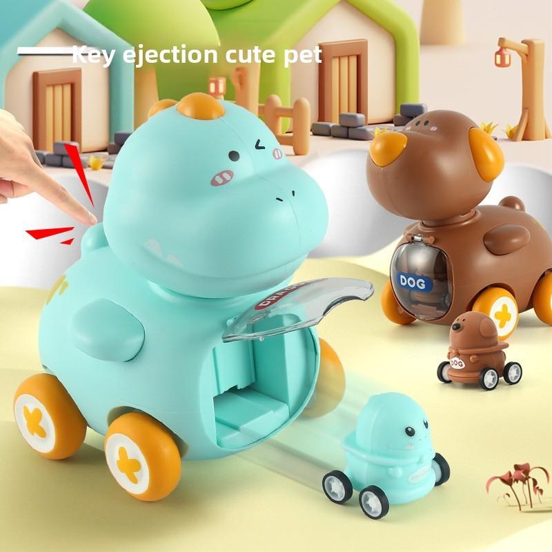 Childrens Dog Duck Dinosaur Inertia Toy Car With Ejector And Sliding Action For Developmental Play