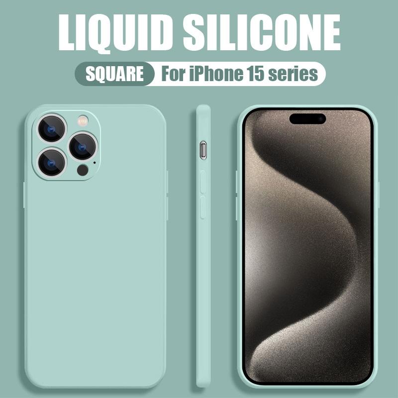 Dünne, weiche Hülle für iPhone 16 Pro Max 15 14 Plus 13 12 11 X XR XS 6 7 8 SE 2020 Einfarbige Flüssigsilikonhülle Candy Coque Capa