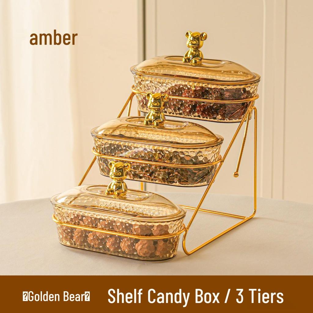 Elegant Multi-layer Snack and Fruit Plate with Lid for Coffee Table
