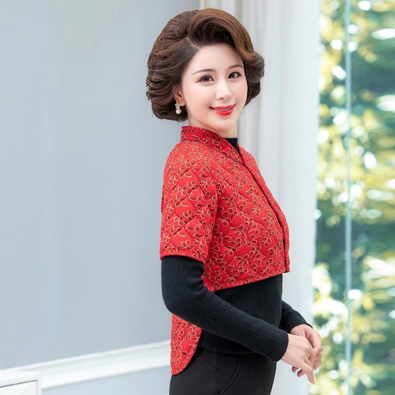 Women's Camel Hair Cotton Vest - Mid-Aged & Elderly, Warm, Thickened, Plus Velvet, Short-Sleeved, Waist & Shoulder Protection.