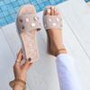 Fashion Flat Summer Fashion Slippers for Women 2025 Luxury Rhinestone Platform Sandals Wearing Flat Beach Vacation Style Women's Shoes
