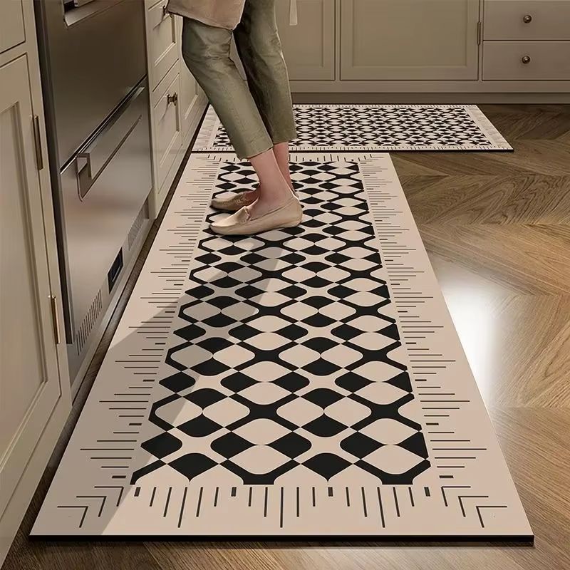 Plaid Kitchen Long Carpet Anti Oil And Anti Slip Quick Dry Floor Mat, Easy To Clean Carpet, Anti Fouling Foot Mat, Kitchen Floor