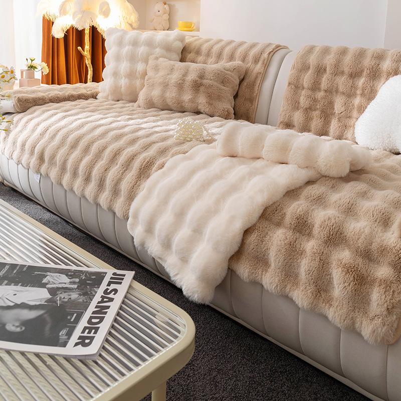 Sofakissen Winter Plüsch Verdicktes Warmes Rutschfestes Kissen Neue Pelzige Sofabezug Bezug Tuch