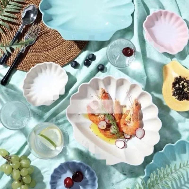 Skalformad tallrik, Fransk färg Ocean-serien, Stengods Porslin, Hushålls Restaurang Köksredskap Servis