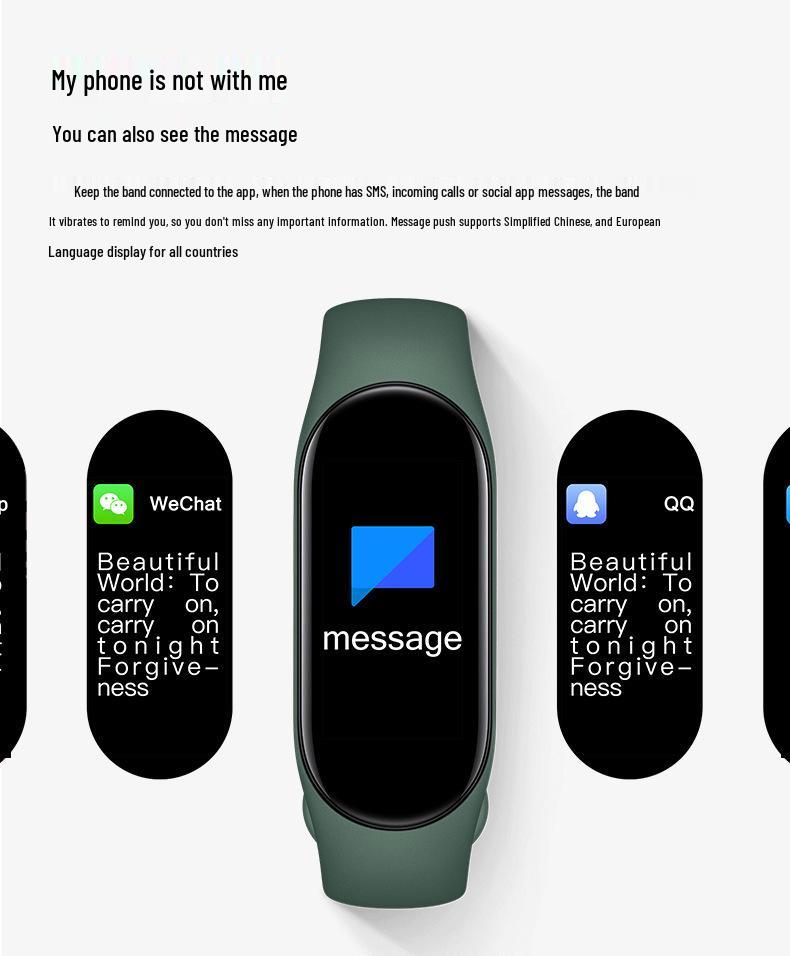 M8 Smart Bracelet: Color Screen Health & Fitness Tracker with Heart Rate, Blood Pressure, Sleep Monitoring, and Bluetooth Connectivity.