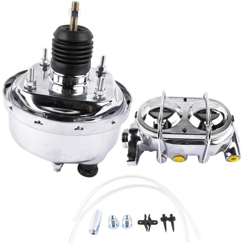 

AP02 7 Chrome Power Brake Booster W/ 1 Bore Bail Top Master Cylinder Street Road