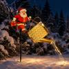 Automatische An/Aus-Terrassendekorationen Solarbetriebene Gartenleuchten, Weihnachtsmann Gießkannen-Spießlicht Energiesparende Hofdekoration für Außenwege
