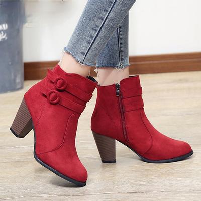 Red Boots Fashion Ankle Boot for Women High Heel Autumn Shoes Woman Fashion Platform Zipper Comfortable Size 43 Botas Mujer Fema