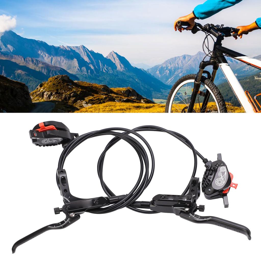 Hydraulic Disc Brake Set Aluminum Alloy 4 Piston Front and Rear Bilateral Hydraulic Brake for Mountain Bike