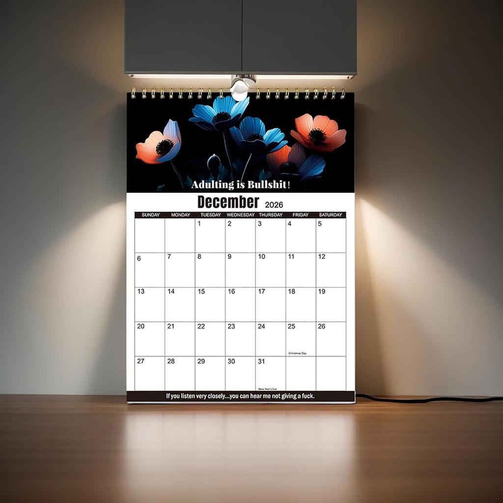 Fu-ck It 2026 Calendar for Tired Women, 2026 Fuck It Wall Calendar for Tired Women, Humor Hanging Month Calendar,Hanging Calendar for Home