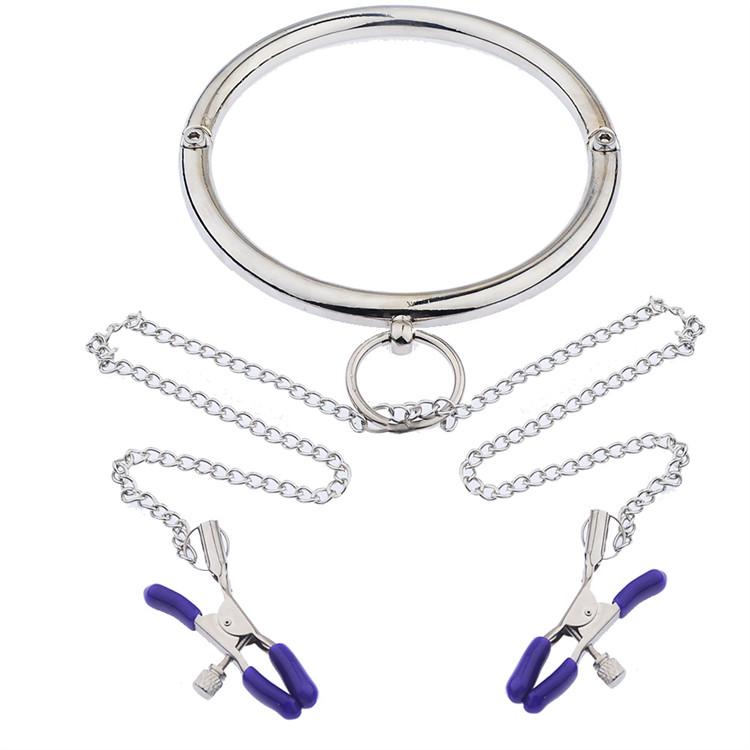 Stainless Steel Nipple Clamp Sm Neck Collar Breast Stimulation Milk Clips Flirting Teasing BDSM Adult Sex Accessories