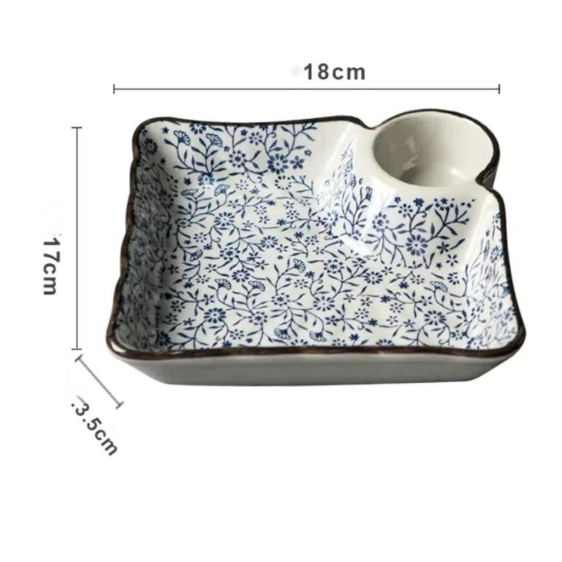 

Японская керамическая миска для пельменей, встроенная емкость для соуса – тарелка для суши и поднос для десерта для кухни и обеденного стола Size S-C