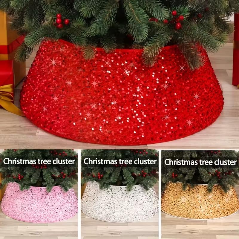 Pailletten Weihnachtsbaumdecke Kreativer Bedruckter 3D Basis Dekoration für Feiertagsszene Aufbau und Weihnachtsbaumschmuck