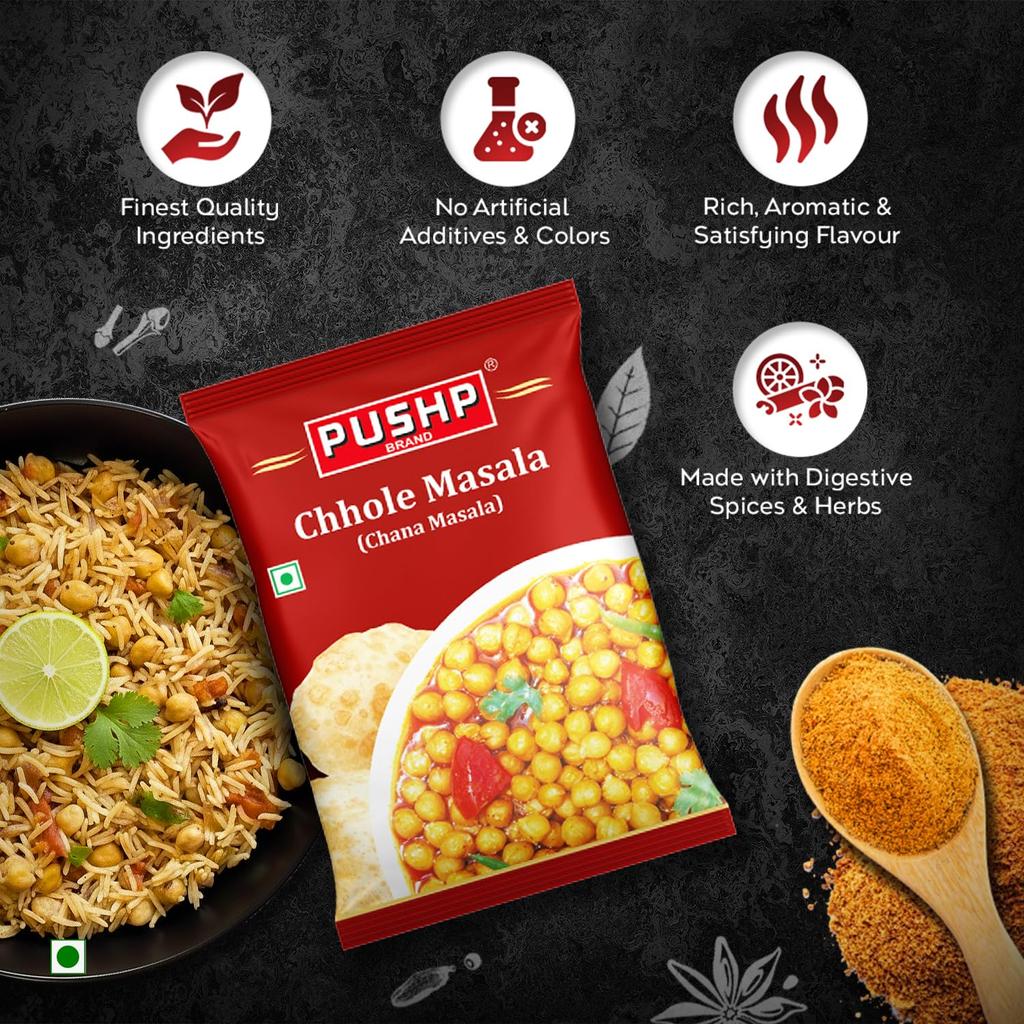 Pushp Brand Chana Masala 200g Pack OF 2 Authentic Blend For Delicious Chickpea Curries Natural Indian Spices For Home Cooking