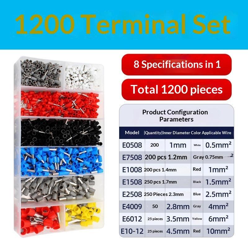 800/1200/1900Pcs Wire Ferrules Kit Awg22-7 Wire Crimp Pin Terminals Ve Terminals Kit Ferrule Connectors Assortment