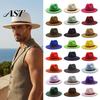 Cappello Fedora di Lana Cappello di Feltro di Lana, Panama Unisex con Fascia in Ecopelle, Copricapo Resistente a Tesa Larga Trilby Vintage per Donne Uomini Autunno