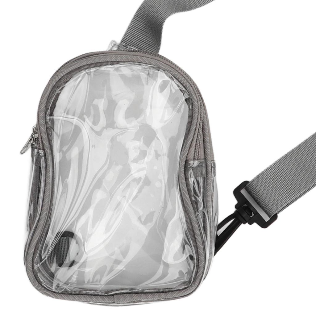 Transparent Shoulder Bag Fashion Large Capacity Waterproof Clear PVC Shoulder Bag for Daily Work Travel Beach Grey