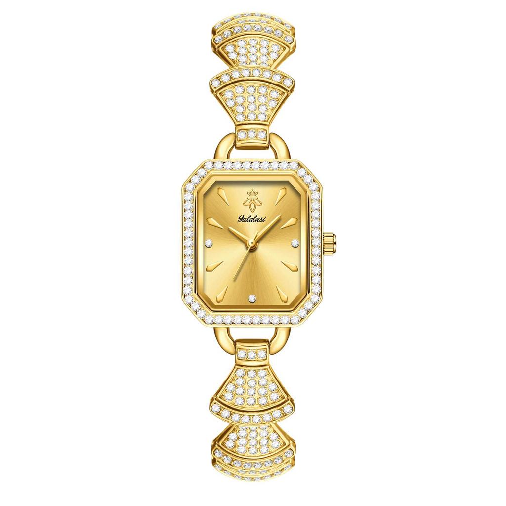 Diamond-Encrusted Square Plate Women'S Watch Light Luxury Bead Gold Women'S Watch Waterproof Temperament Women'S Premium Watch