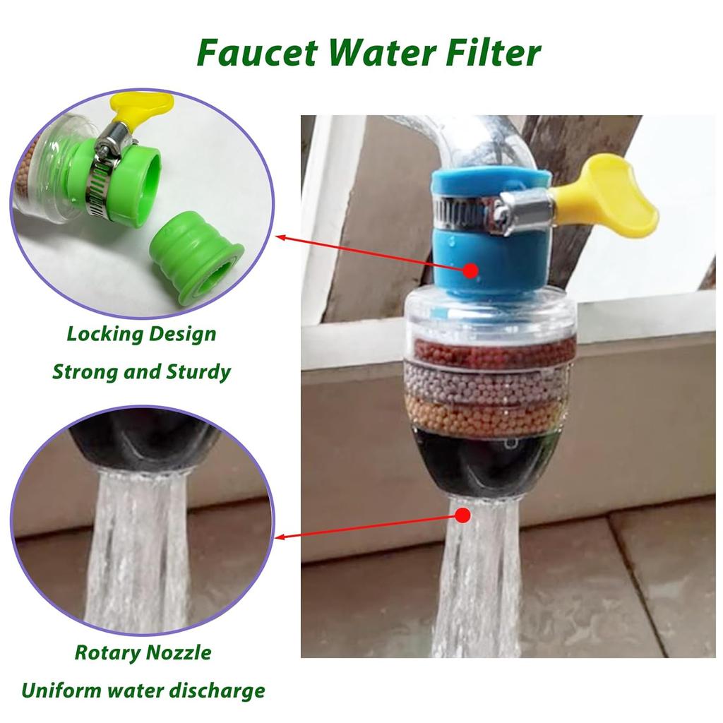 6 Layers Faucet Water Filter Tap Purifier 360° Rotatable Coconut Charcoal Nozzle for Faucet Kitchen Household Water Filter