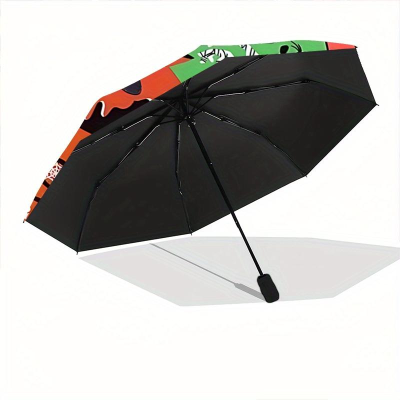 1pc Mickey Happy Halloween Cartoon Umbrella, Portable 3-Fold Compact Umbrella, Suitable for Camping, Hiking and Travel, Ideal Easter Birthda