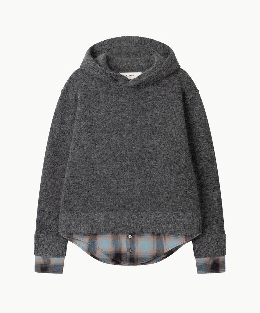 Leondi Blended Layer Hoodie Knit - Charcoal