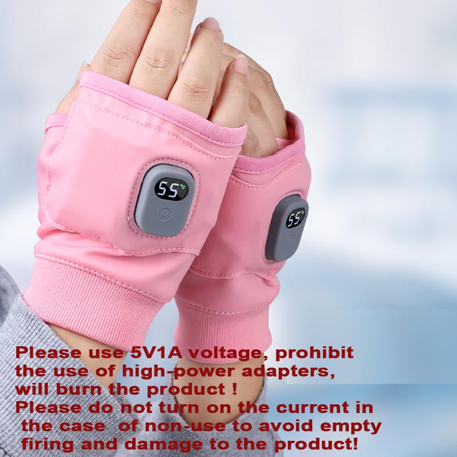 USB Rechargeable Heating Gloves with Adjustable Temperature In Three Levels, Suitable for Office/outdoor Portable Use