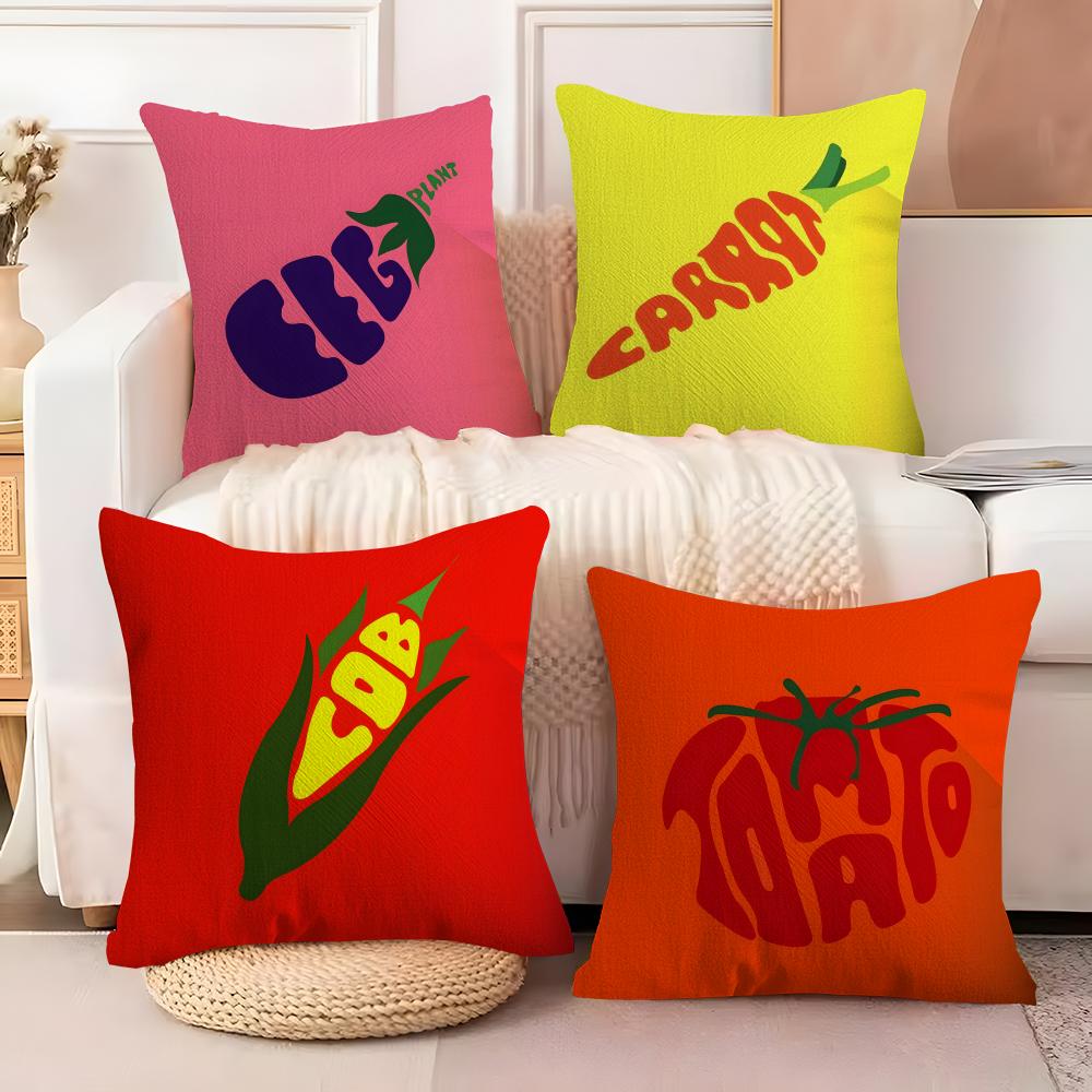 Creative Fruit Print Cushion Cover Soft Plush Fabric Double-Sided Printed Sofa Cushion Cover for All Seasons Home Decor Gift