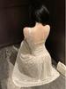 Women’s French White Polka Dot Strappy Dress - 2026 Summer/Spring Seaside Vacation Longwear