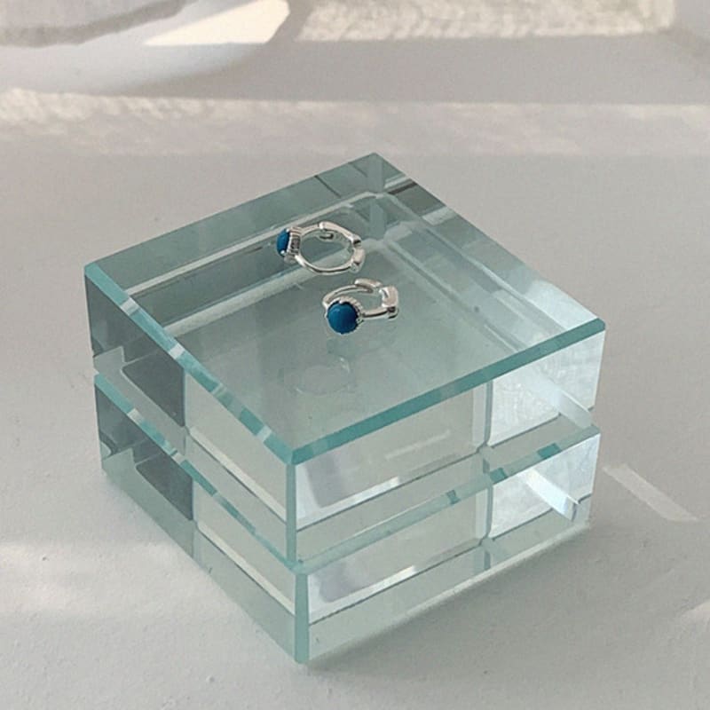 PONY PRESS CLUB [925 Silver] Mini Stone Earring (Blue)