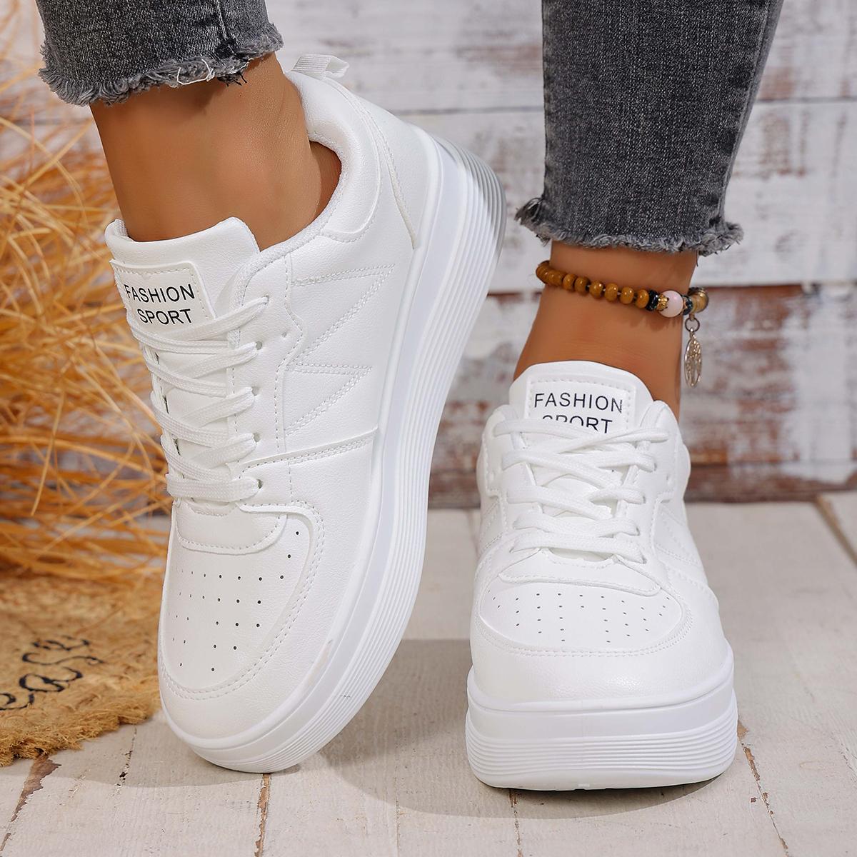 

Модные женские модные кроссовки на платформе, толстая подошва, шнуровка, беговые спортивные туфли для женщин, большие размеры, удобные повседневные кроссовки для ходьбы 35 белый