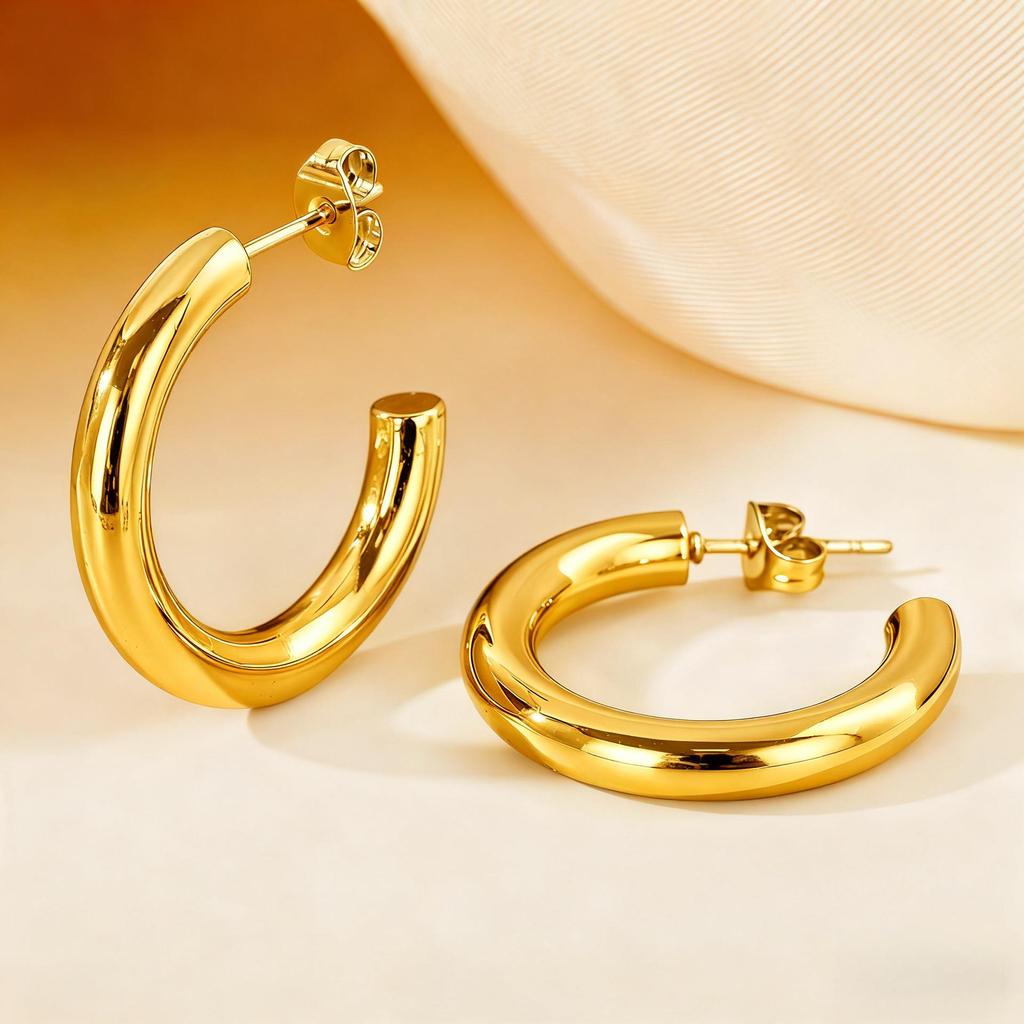 Temu Europe Hot-Selling Luxury Hoop Earrings: Non-Fading Women's Studs with High-End Feel.